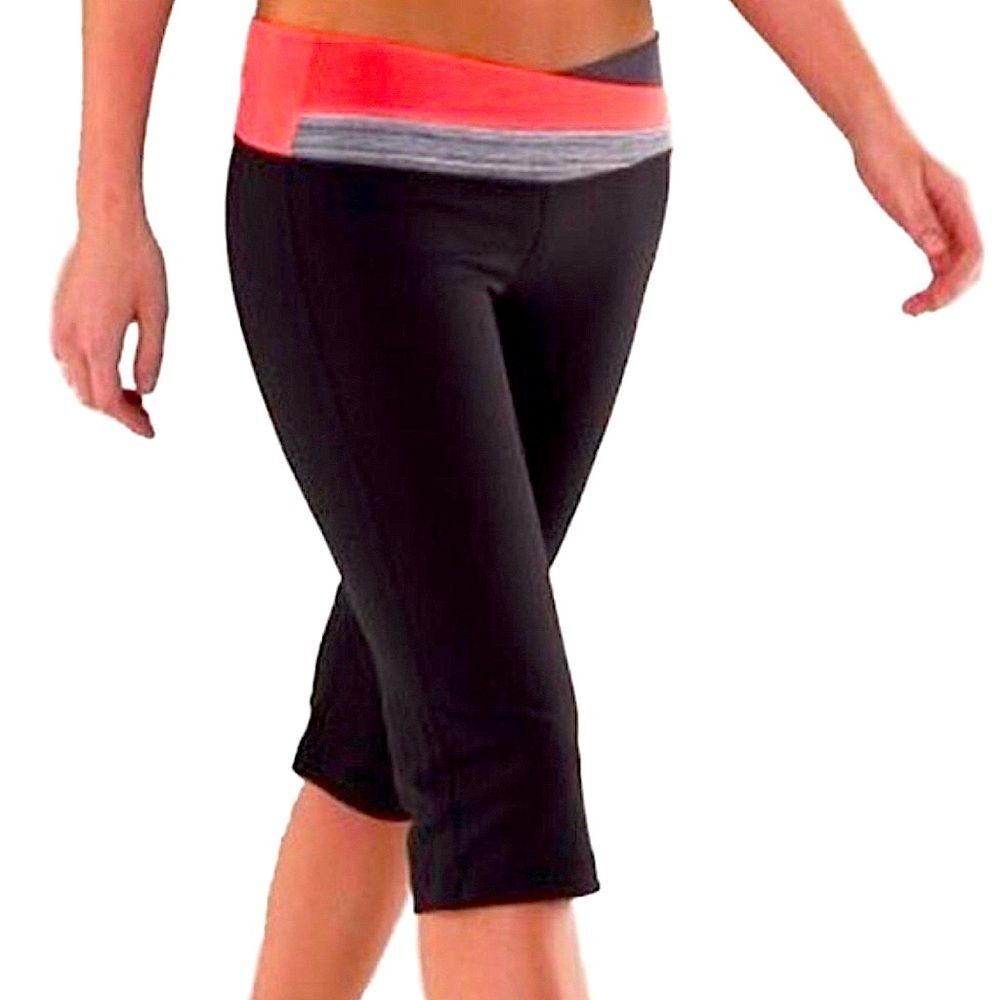 Lululemon Athletica Astro Wunder Under Crop Leggings Black/Red/Grey Size 8